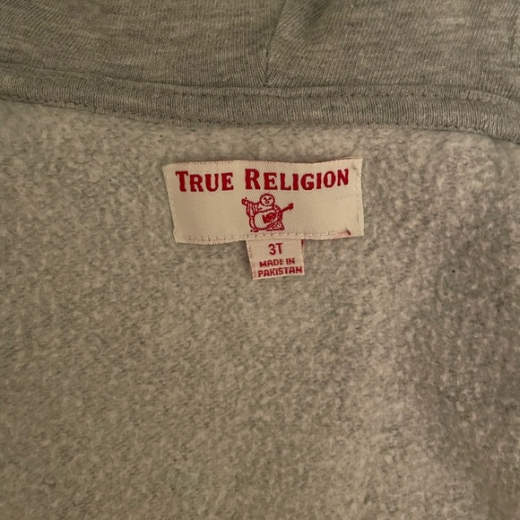 True Religion Toddler 3T Gray Fleece Zip Hoodie with Red Buddha Brand - Picture 3 of 4